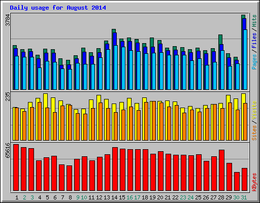 Daily usage for August 2014